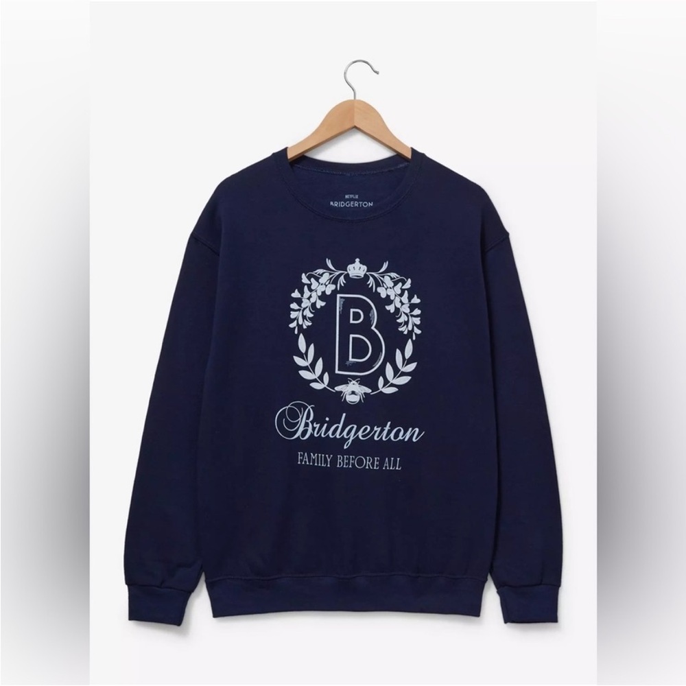 BoxLunch Bridgerton Navy Crewneck Sweatshirt - Family Before All
